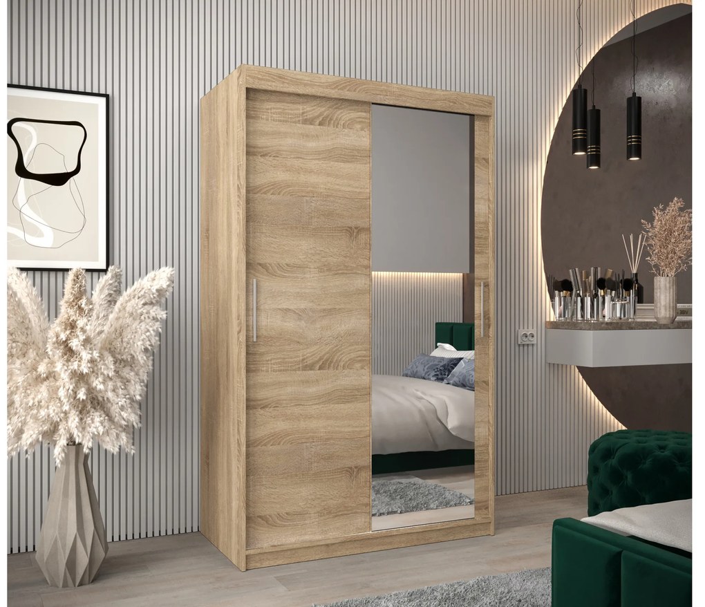 Dulap de haine 120 cm Toki 2 (stejar sonoma + negru mat). 1064983