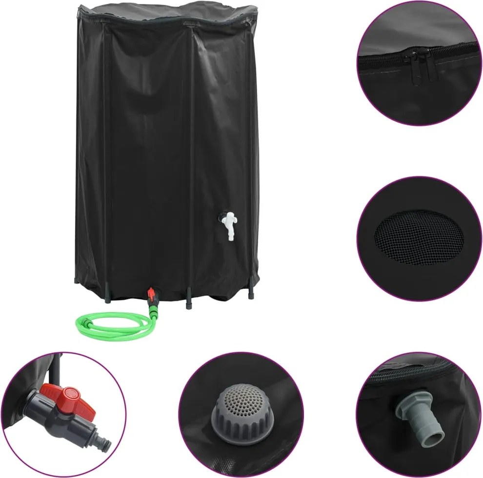 vidaXL Rezervor de apă cu robinet, pliabil, 1000 L, PVC