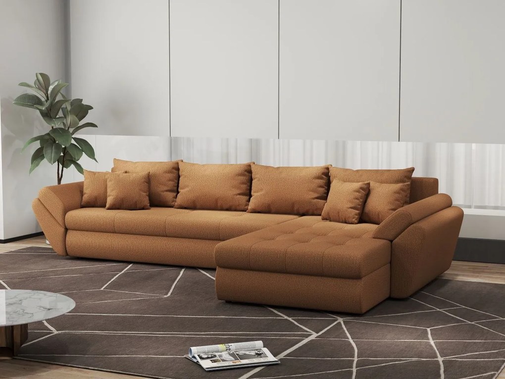 Colțar extensibil dumonde cu ladă de depozitare si sezut confortabil din spuma high-density, Loana XL Enjoy Mango II 335x185 cm