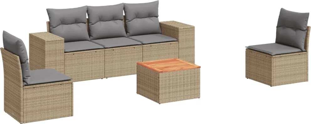 vidaXL Set canapele de grădină cu perne, 6 piese, bej, poliratan