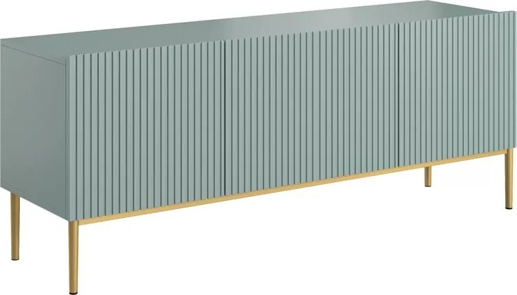 Comodă TV Nicole 150 cm - MDF salvie / picioare aurii