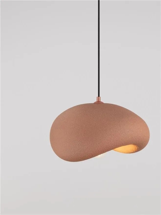 Lustra suspendata cu textura granulata Bambel rosu caramiziu