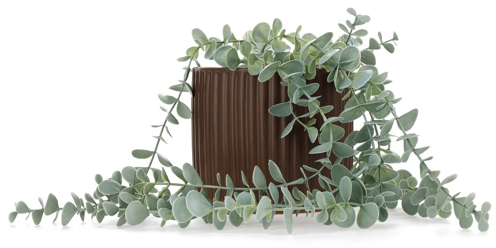 Ghivece de flori din ceramică, set de 2, maro mat, KELSO