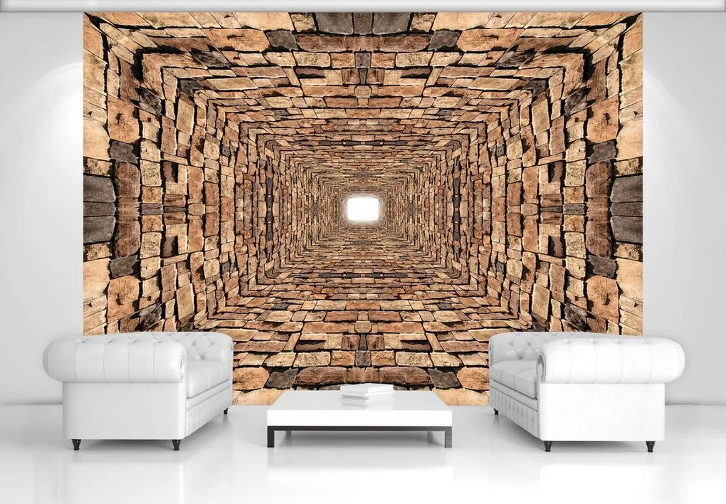 Fototapet - 3D - Tunel din pietre (152,5x104 cm), în 8 de alte dimensiuni noi