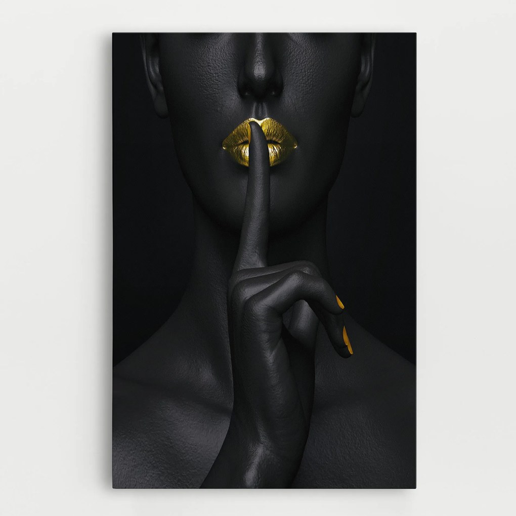Tablou Canvas, 70x100cm, Dormitor si Living, Femei, Lips, Silence Lips Portrait