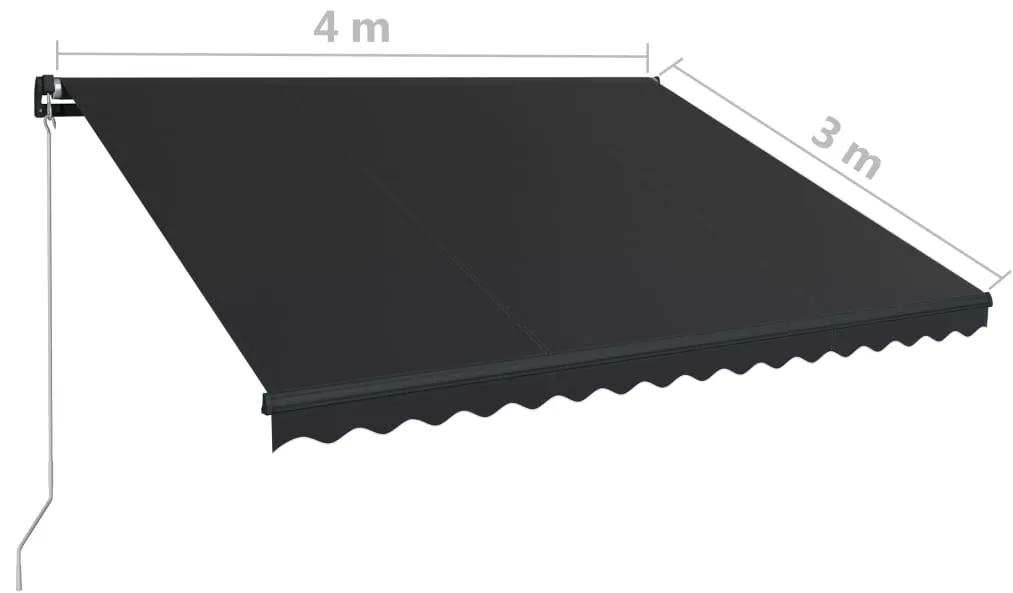 Copertina retractabila manual cu LED, antracit, 400 x 300 cm Antracit, 400 x 300 cm