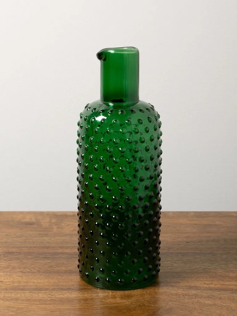 Carafa verde, din sticla, Dotted