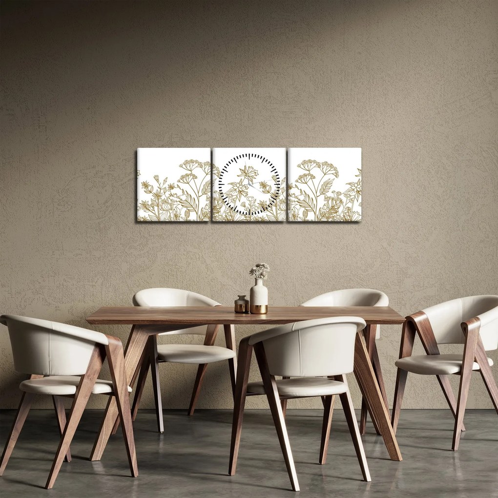 Tablou - Flori de câmp (cu ceas) (90x30 cm)