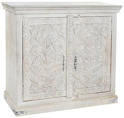 Comoda cu doua usi Mango din lemn alb 101x43x93 cm