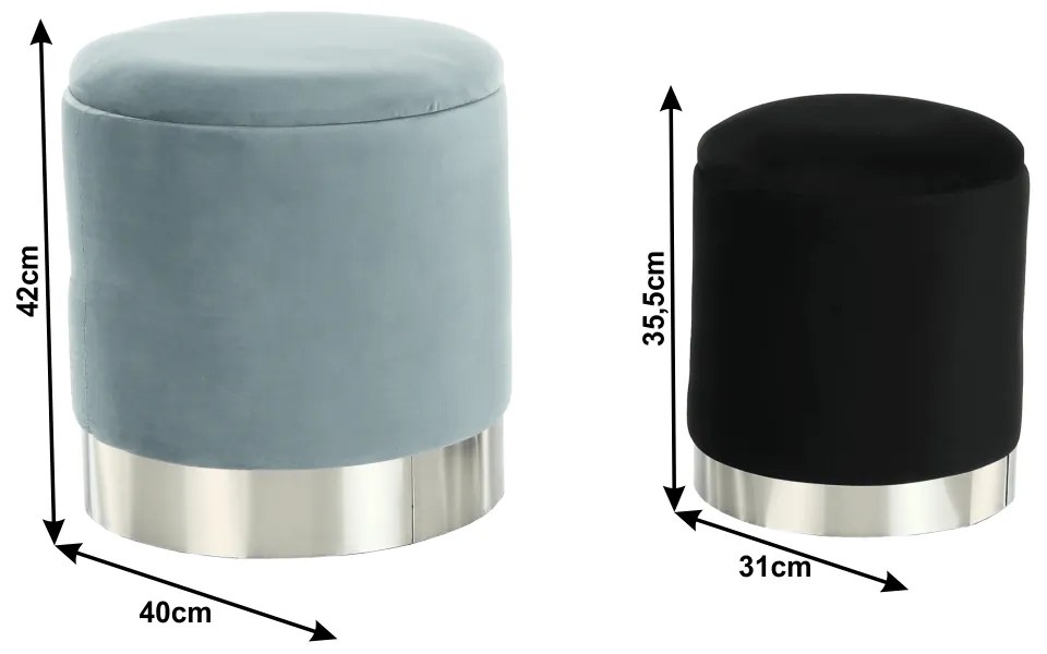 Set doua taburete, gri/crom argintiu si negru/crom argintiu, AIGUL SET
