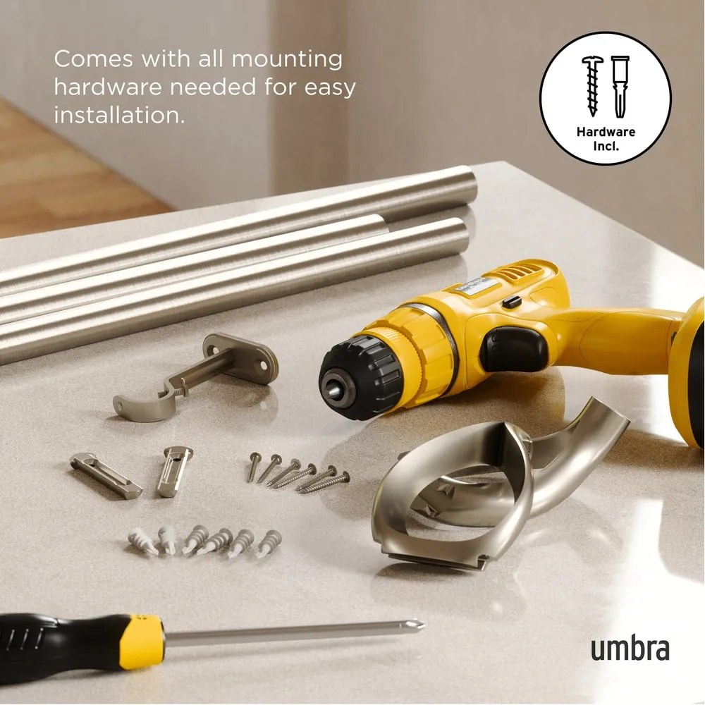 Galerie de perdea 107 - 305 cm extensibilă din oțel inoxidabil Loop – Umbra