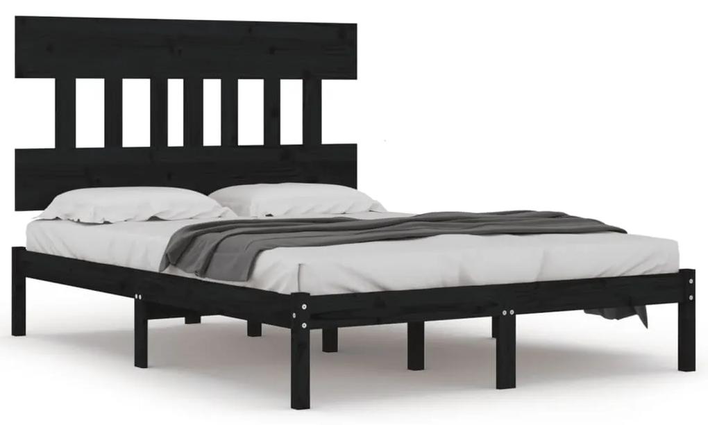 3104762 vidaXL Cadru de pat, negru, 200x200 cm, lemn masiv