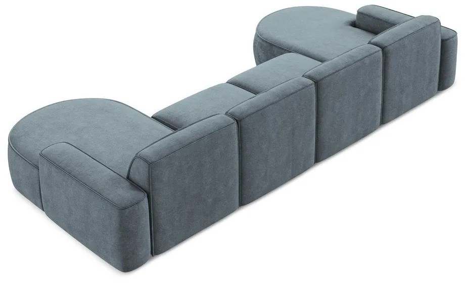 Colțar albastru prăfuit cu tapițerie din chenille (în formă de "U") Omao – Makamii