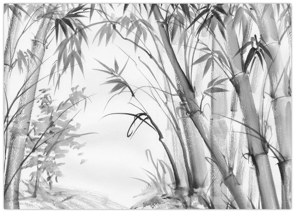 Tablou pe sticlă - Pădure de bambus (70x50 cm)