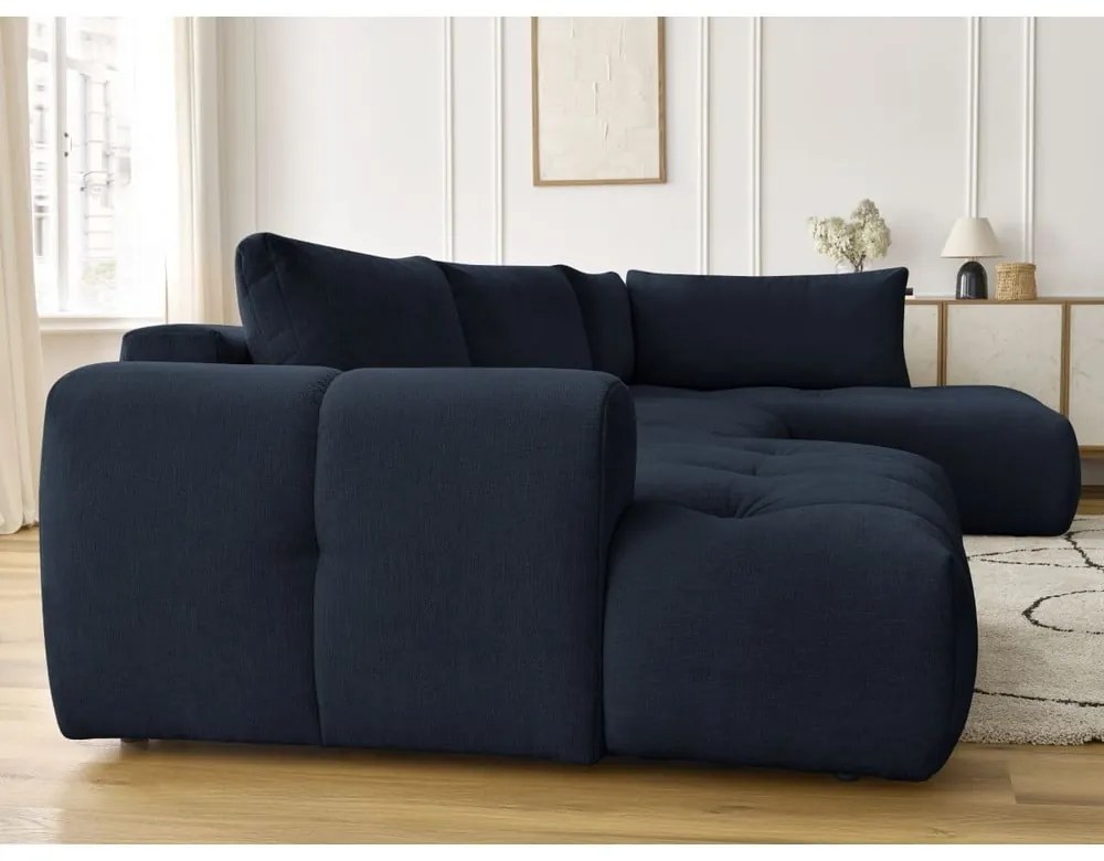 Colțar albastru închis extensibil/cu spațiu de depozitare (cu colț pe partea dreaptă/în formă de "U") Fuji – Bobochic Paris