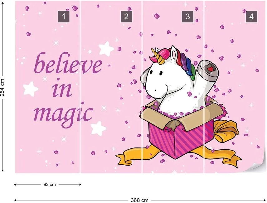 Fototapet GLIX - Unicorn "Believe In Magic" + adeziv GRATUIT Tapet nețesute - 254x184 cm