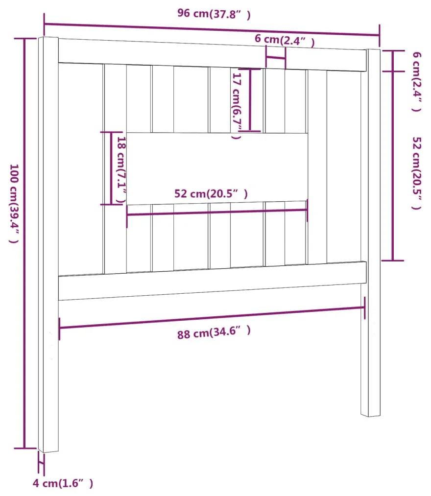 Tablie de pat, alb, 96x4x100 cm, lemn masiv de pin 1, Alb, 96 x 4 x 100 cm