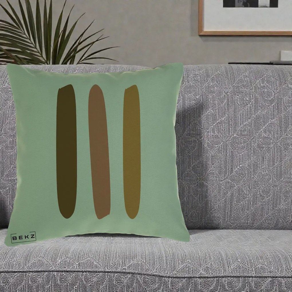 Perna Decorativa Abstract Linii Terracotta, 40x40 cm, Verde, Husa Detasabila, Perna Inclusa, BEKZ®