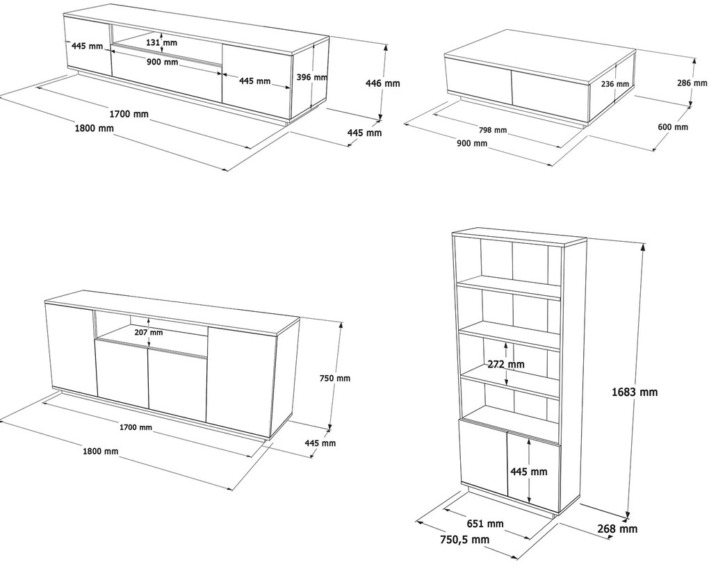 Set mobilier living Fera 19 (pin antlantic + alb). 1073056