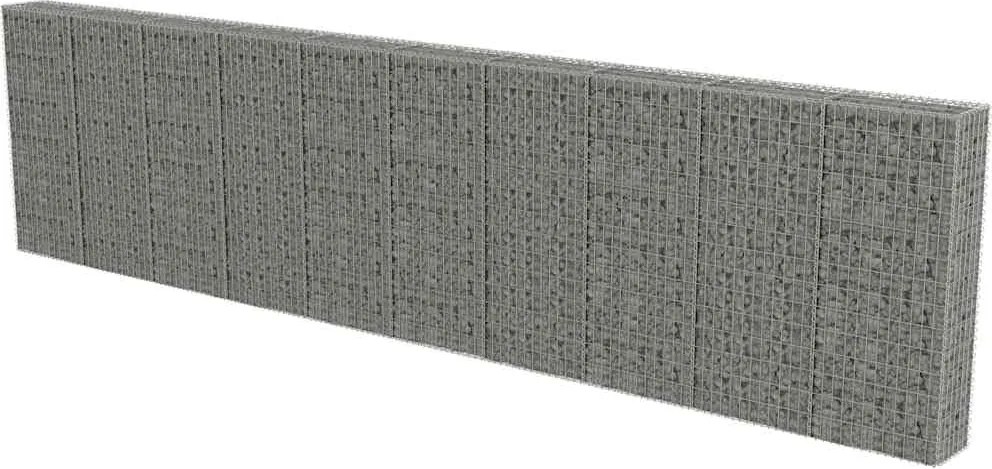vidaXL Perete gabion cu capace, 600 x 30 x 150 cm, oțel galvanizat