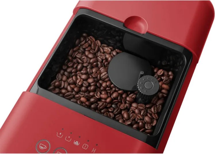 Espressor automat SMEG Collezione BCC02RDMEU, 1350 W, 19 bar, 1,4 l, 8 functii, Rasnita incorporata, Cafea boabe, Spumare lapte, Rosu