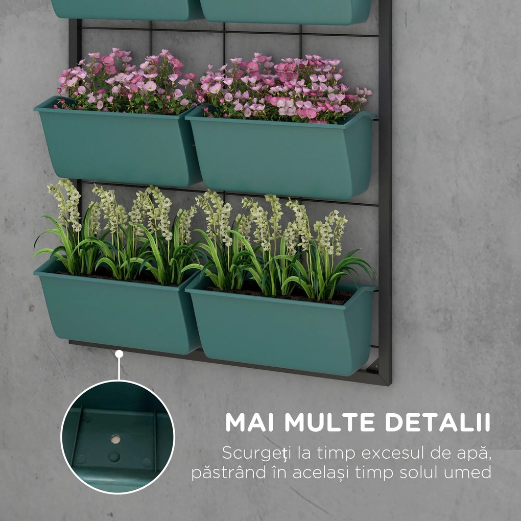 Outsunny Jardiniera de perete pe 3 nivele cu 6 ghivece pentru int | Aosom Romania