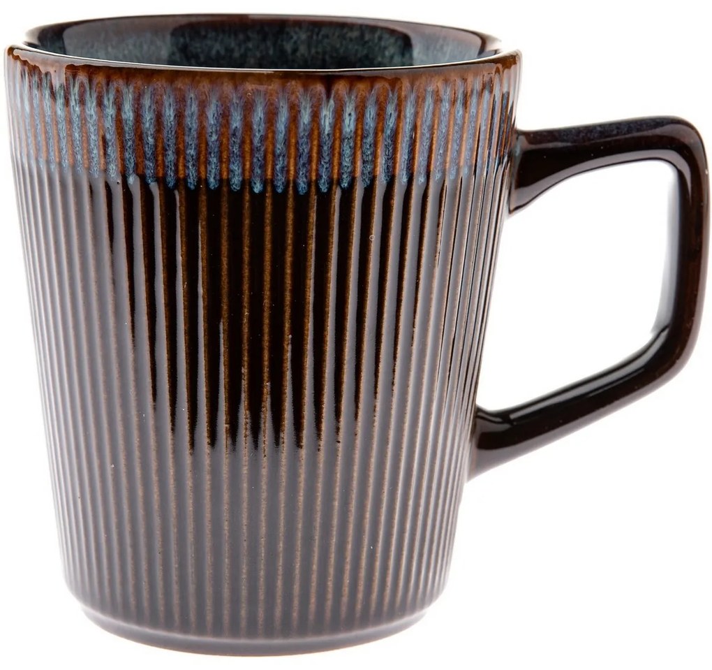 Set de 6 căni ceramice Rustik 410 ml, maro închis