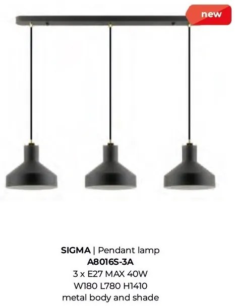 Lustra cu 3 Pendule metalice design modern SIGMA