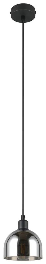 Lustră neagră/argintie cu abajur din sticlă ø 12 cm Molly – Reality