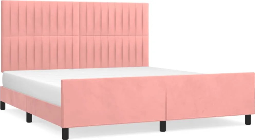 vidaXL Cadru de pat cu tăblie, roz, 180x200 cm, catifea