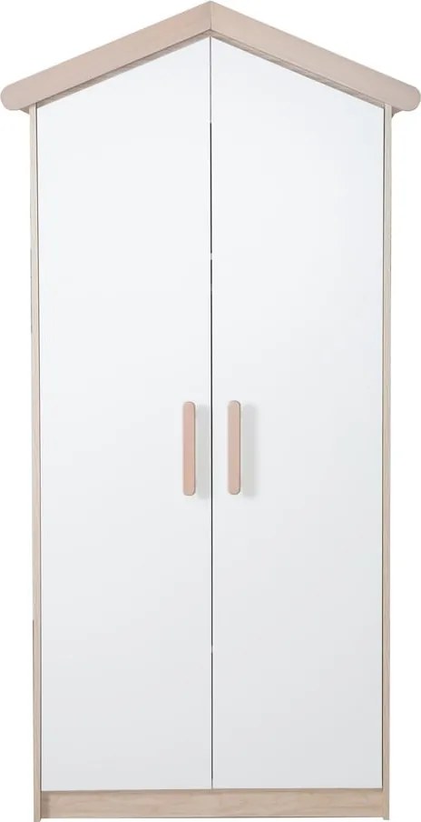 Șifonier de copii alb-în culoare naturală cu aspect de lemn de stejar 96x190x50 cm Cabane – Roba