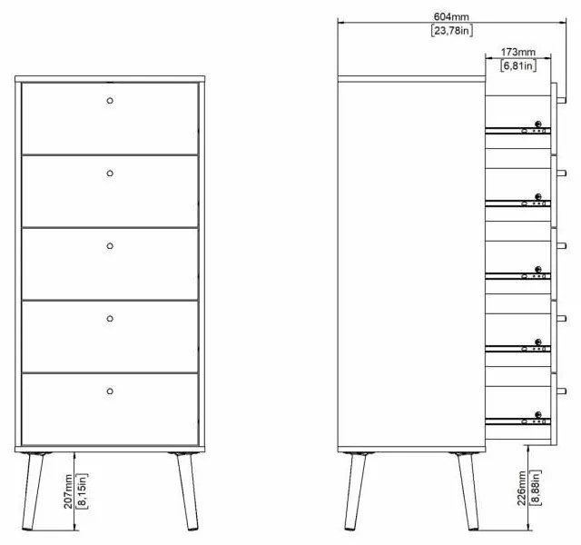 Comodă albă înaltă 50x120 cm Bodo – Tvilum