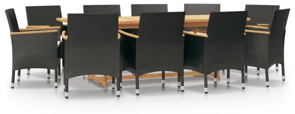 Set mobilier de gradina cu perne, negru, 11 piese Negru, 11