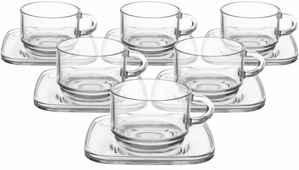 Orion Set de căni din sticlă cu farfuriuțe Cozy 6buc., 0,27 ml, 270 ml