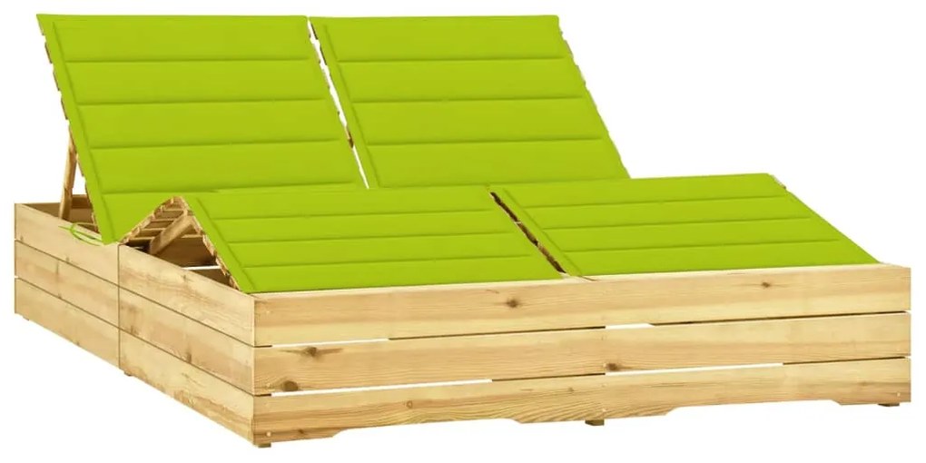 vidaXL Șezlong dublu și perne verde aprins, lemn de pin tratat
