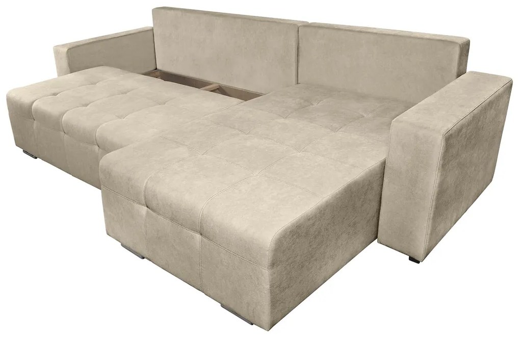 Coltar extensibil Venice, 287x169x96 cm, cu lada de depozitare, Bej