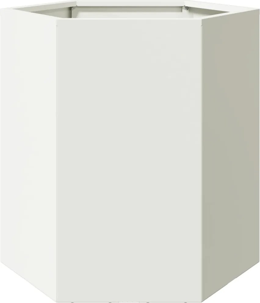 vidaXL Jardinieră de grădină alb 46x40x45 cm oțel hexagonal