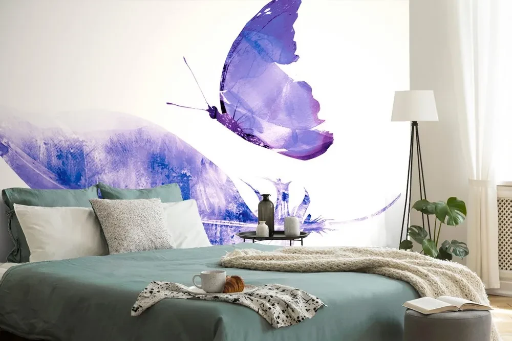 Tapet pană cu fluture în design violet