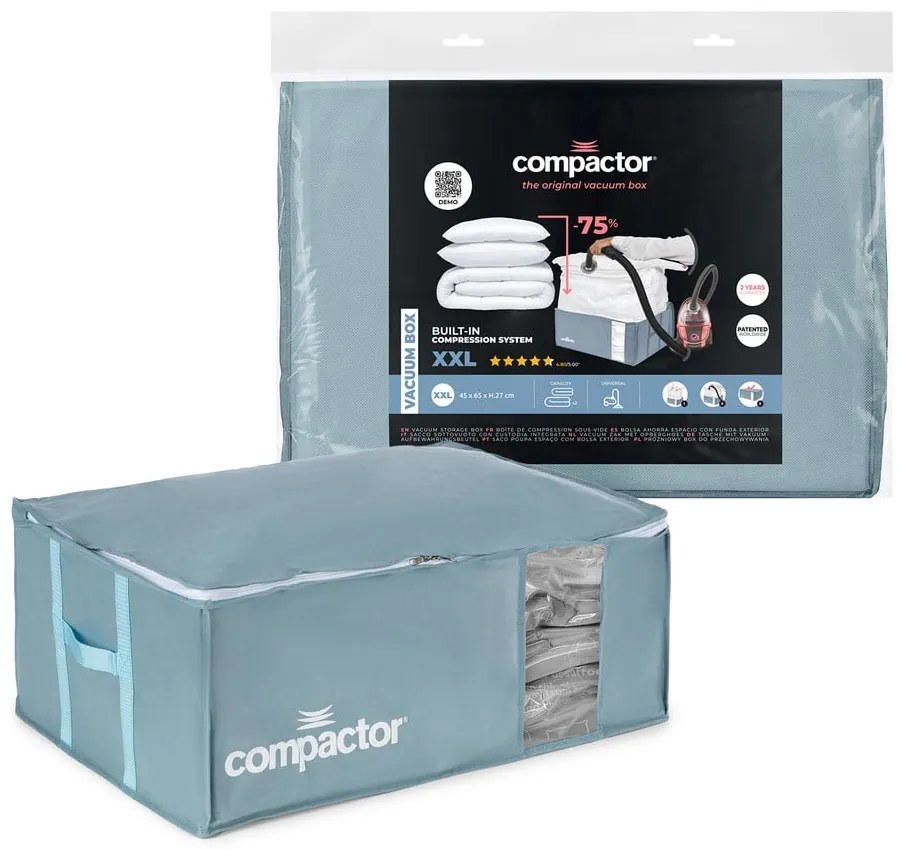 Cutie de depozitare pentru haine din plastic cu vacuum 65x45x27 cm Blue Edition – Compactor