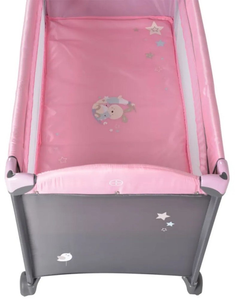 Patut pliant transformabil in tarc copii NOVOKIDS™ Sleepy NEST, 60X120 cm, 2 Niveluri, Masa infasat, Jucarie Carusel cu jucarii din plus, Fermoar