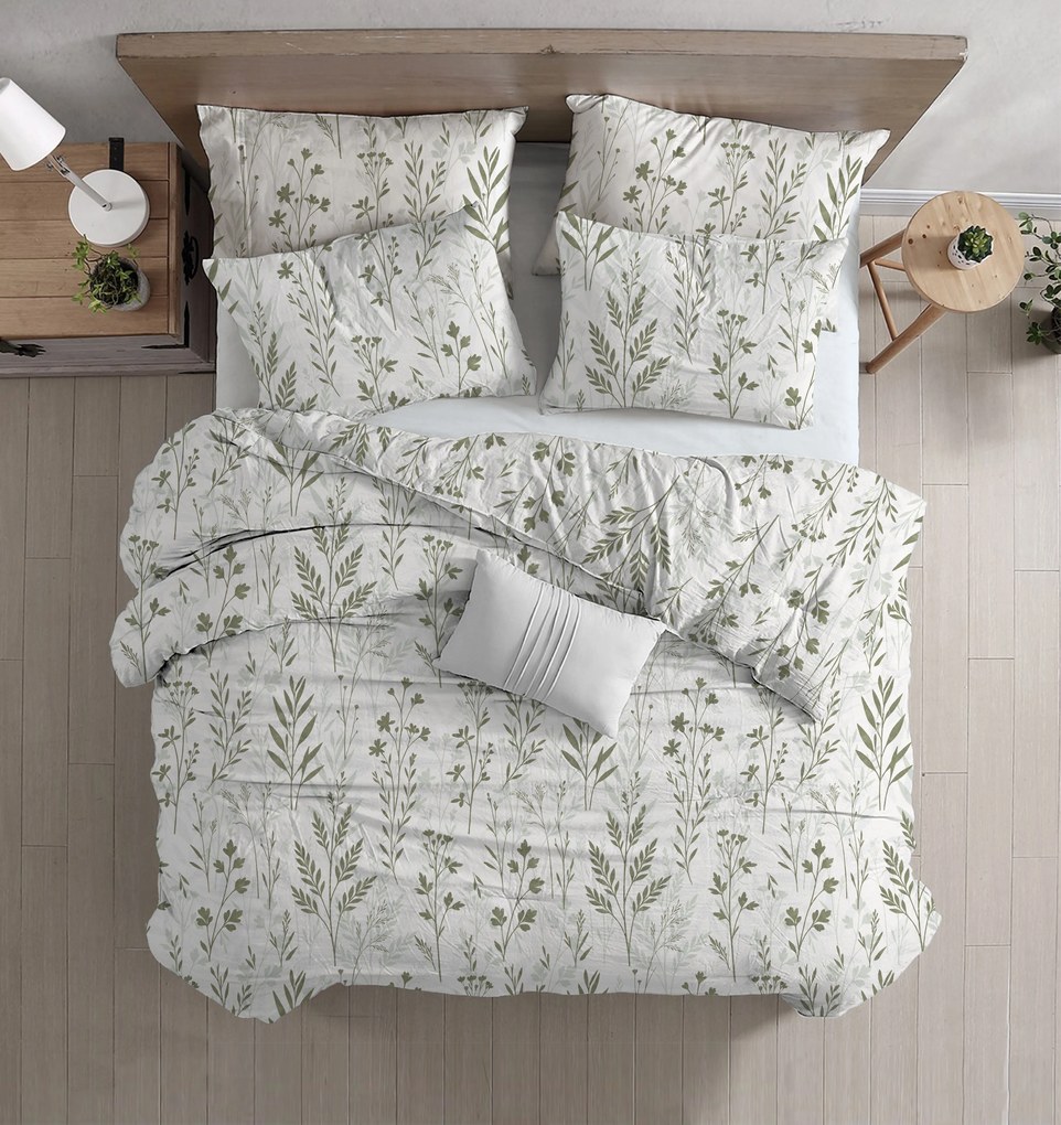 Lenjerie pentru patut din bumbac Renforce LEAFORA albă Dimensiune lenjerie de pat: 45 x 65 cm | 90 x 140 cm