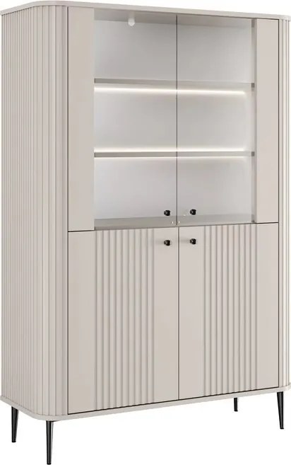Vitrină Vesper 103 cm cu 4 uși - cașmir / picioare negre