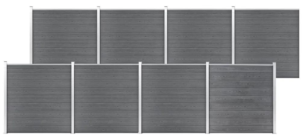 Gard de gradina, gri, 1391 x 186 cm, WPC 1, Gri, 8 sectiuni