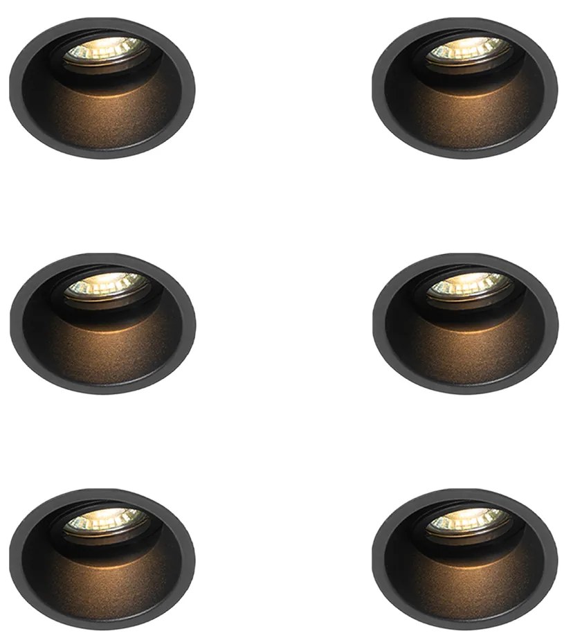Set de 6 spoturi încastrate moderne negre reglabile - Alloy