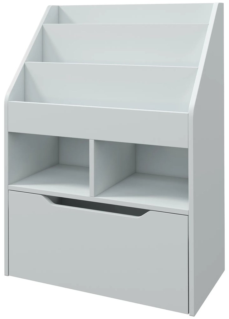HOMCOM Raft pentru copii cu sertar, bibliotecă cu rafturi, 60 x 29,9 x 90 cm, Gri | Aosom Romania
