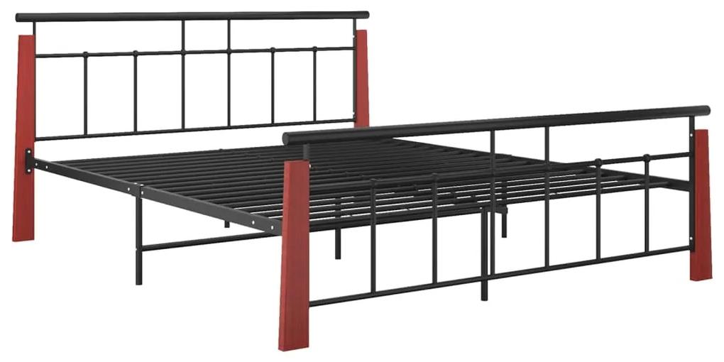 324894 vidaXL Cadru de pat,160x200 cm, metal și lemn masiv de stejar