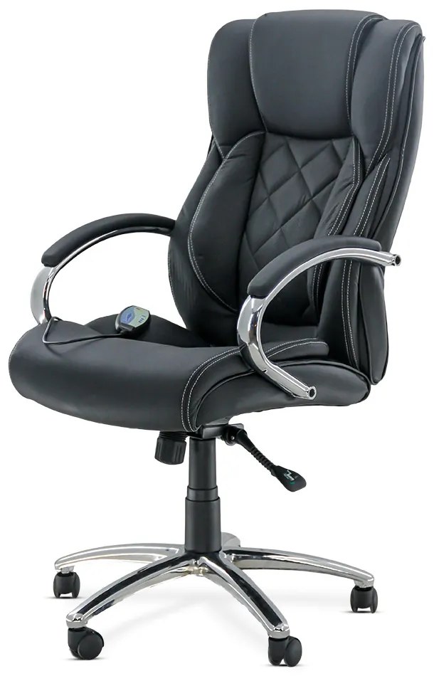 Scaun de birou cu masaj OFF 933 negru din piele ecologică cu bază metalică cromată