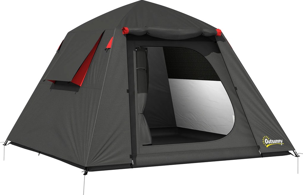 Outsunny Cort camping 2 persoane 3000 mm impermeabil & rezistent la vânt, cort cupolă cu 2 uși, 2 ferestre cu plasă, 2 ferestre laterale, husă de transport | Aosom Romania