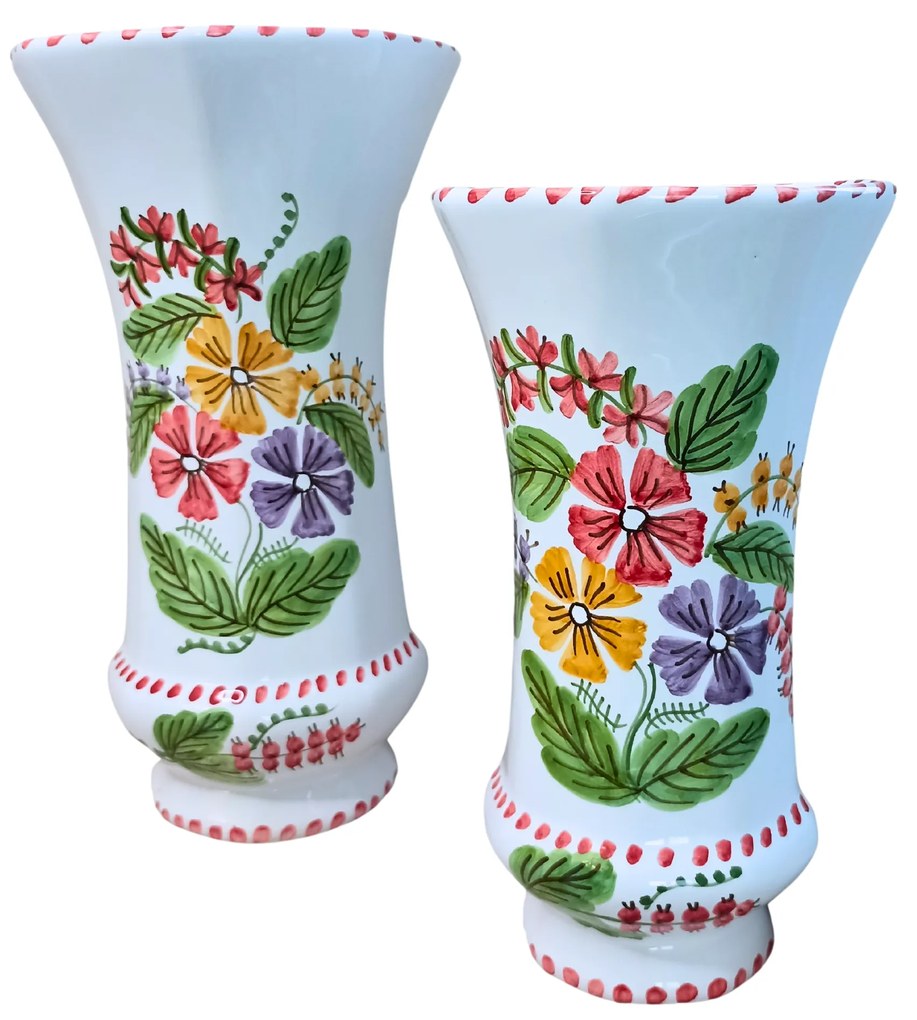 Vază ceramică octogonală model Flori de Câmp 20cm