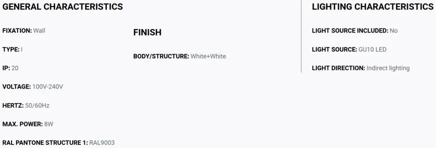 Aplica perete aluminiu alb, 2xGU10, LUNE square